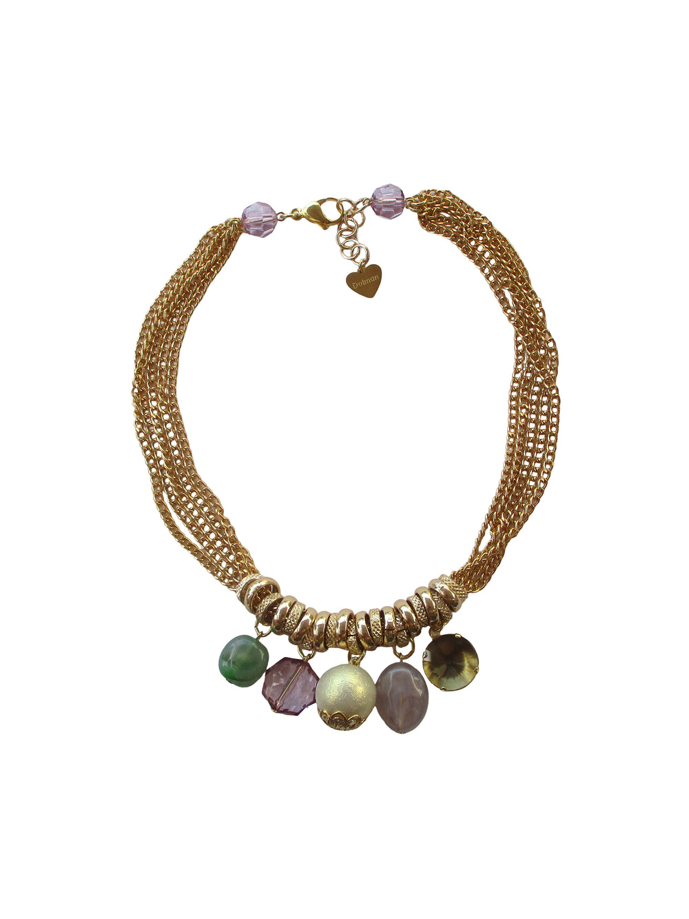 G.collo multifili di catena con charms in resina e cristallo - Ginger