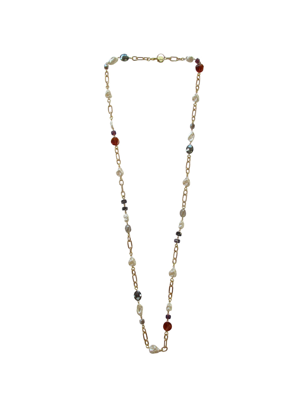 Collana con inserti incatenati di resina perlata e cristallo - Malaga