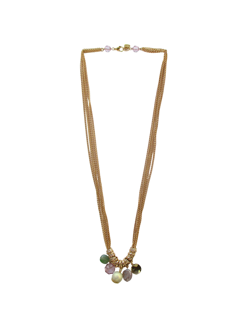Collana multifili di catena con charms in resina e cristallo - Ginger