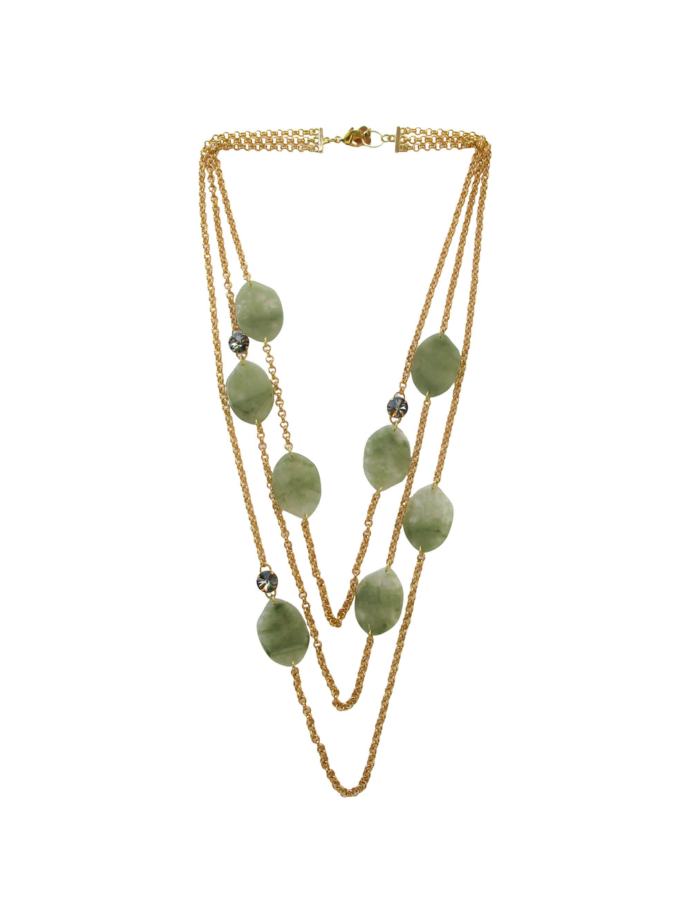 Collana a tre fili in gradazione con inserti in resina e cristalli incastonati - Arcadia