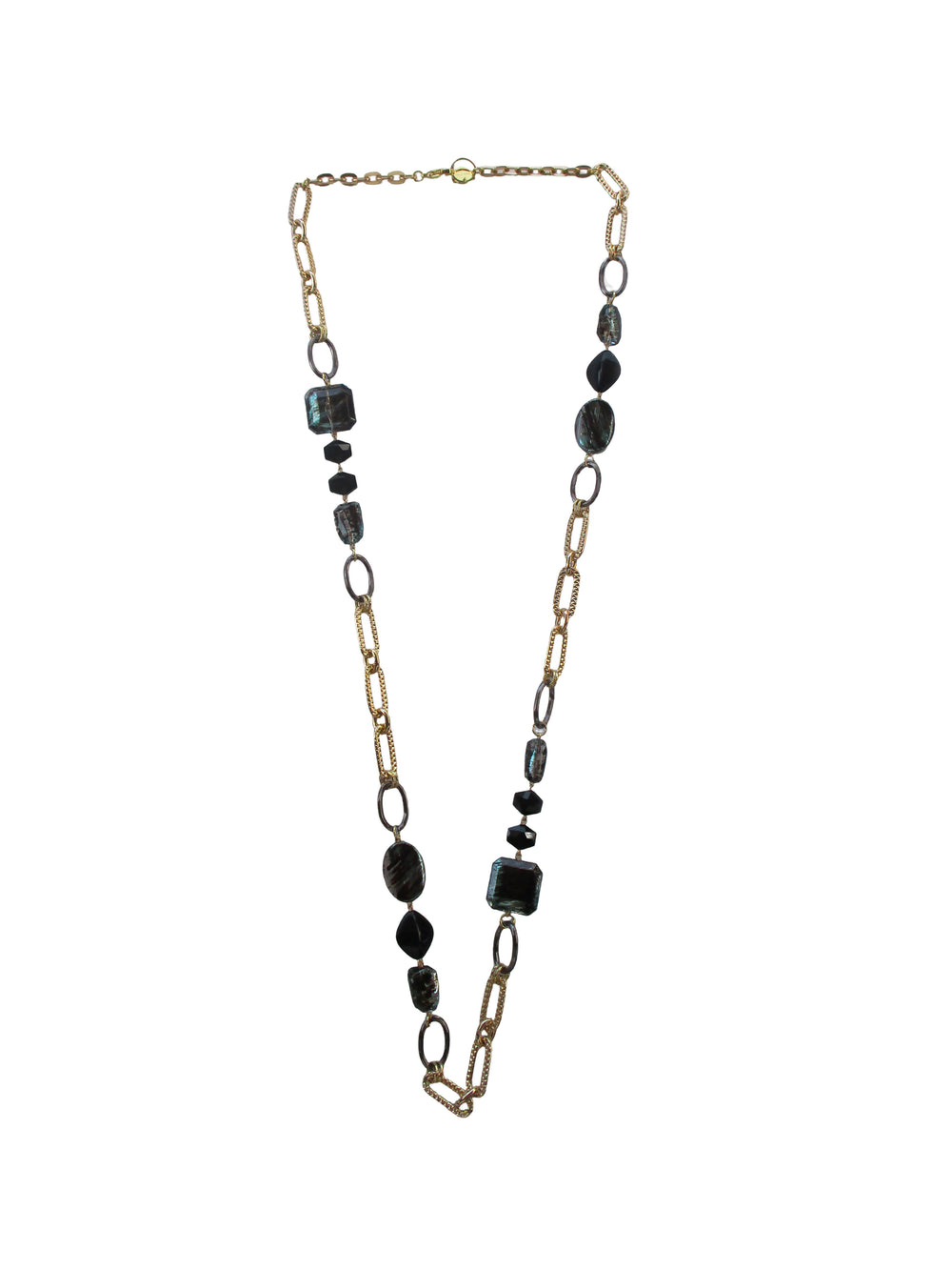 Collana con inserti incatenati di resina e cristallo - Tempesta